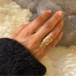 14k Solid Gold Handmade Kali Yantra Ring. Available in sizes 4-10